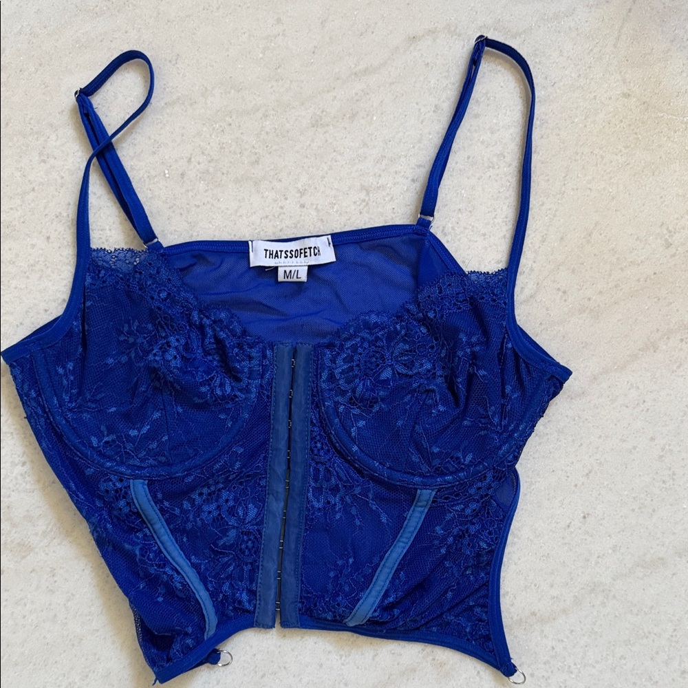 Elegant Blue Lace Bustier